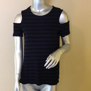 MICHAEL STARS | EVEREVE | Cold Shoulder Tee Nocturnal Sophie Stripe